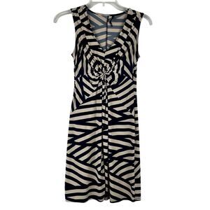 Daisy Fuentes Blue Tan Geometric Tank Sleeve Mini Dress Petite Extra Small